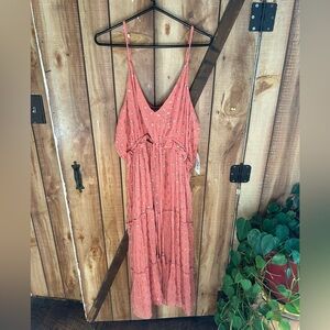 NWT Arula Spaghetti Strap Cut Out Maxi Dress Peach / Gold Size A (1X )